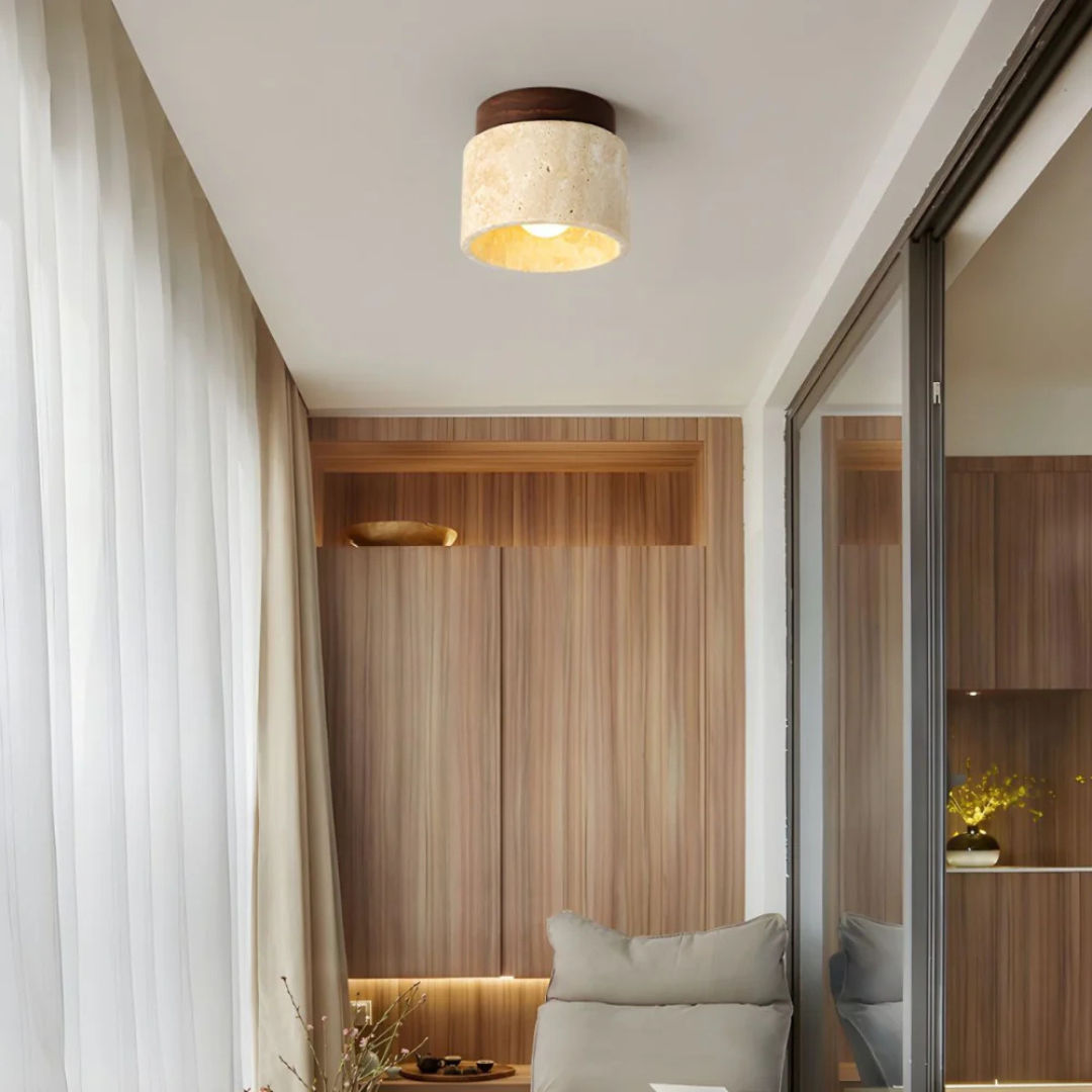 Élégante Plafonnier en Marbre et Bois - Image 3