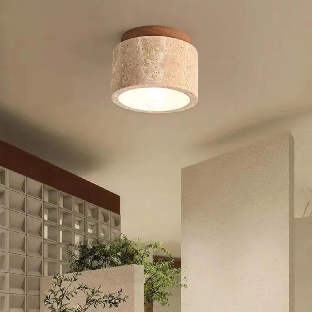 Élégante Plafonnier en Marbre et Bois - Image 4