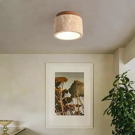 Élégante Plafonnier en Marbre et Bois - Image 2